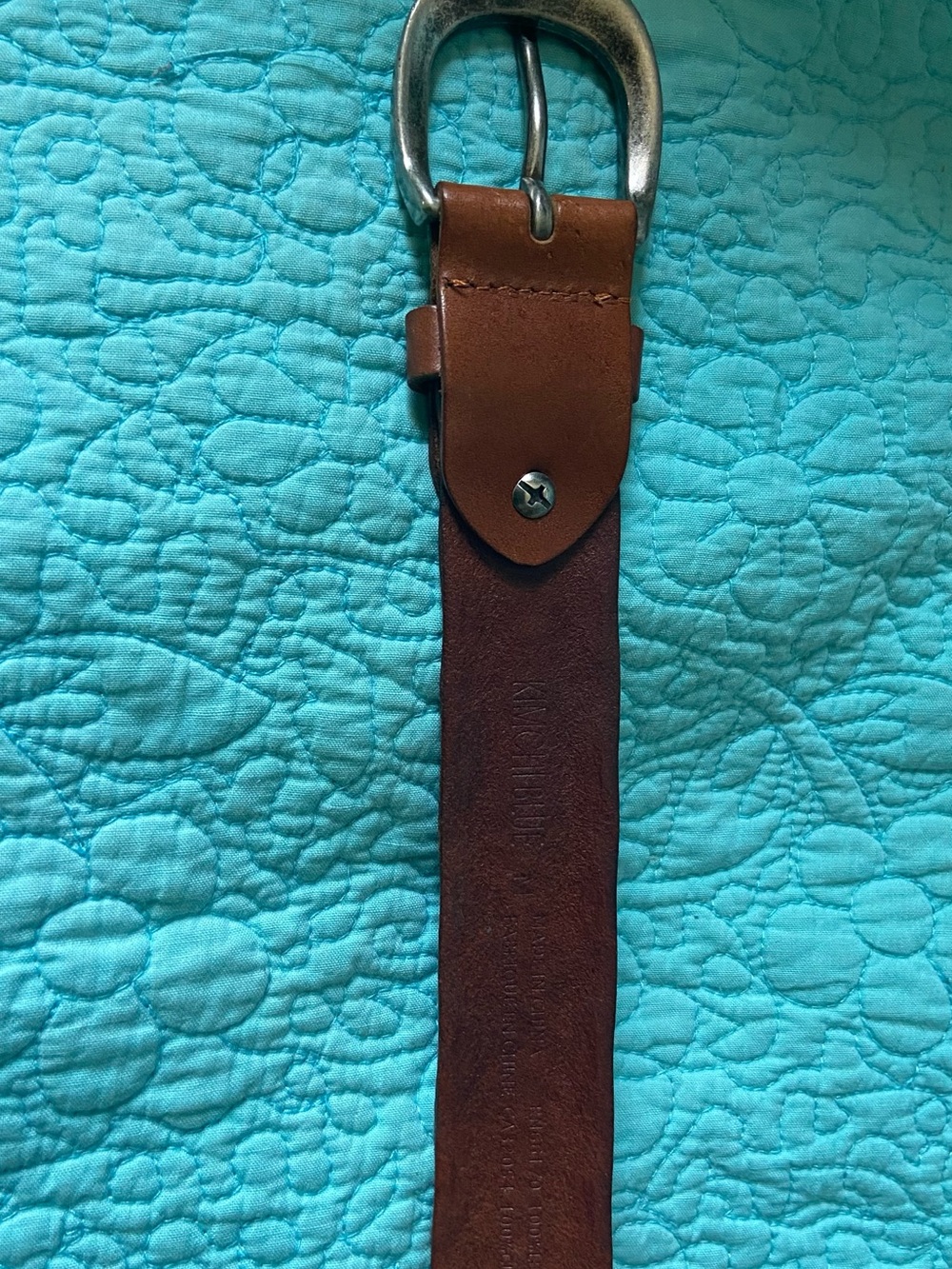 Kimchi Blue Tooled Brown Leather Belt with Silver Buckle - Picture 4 of 5